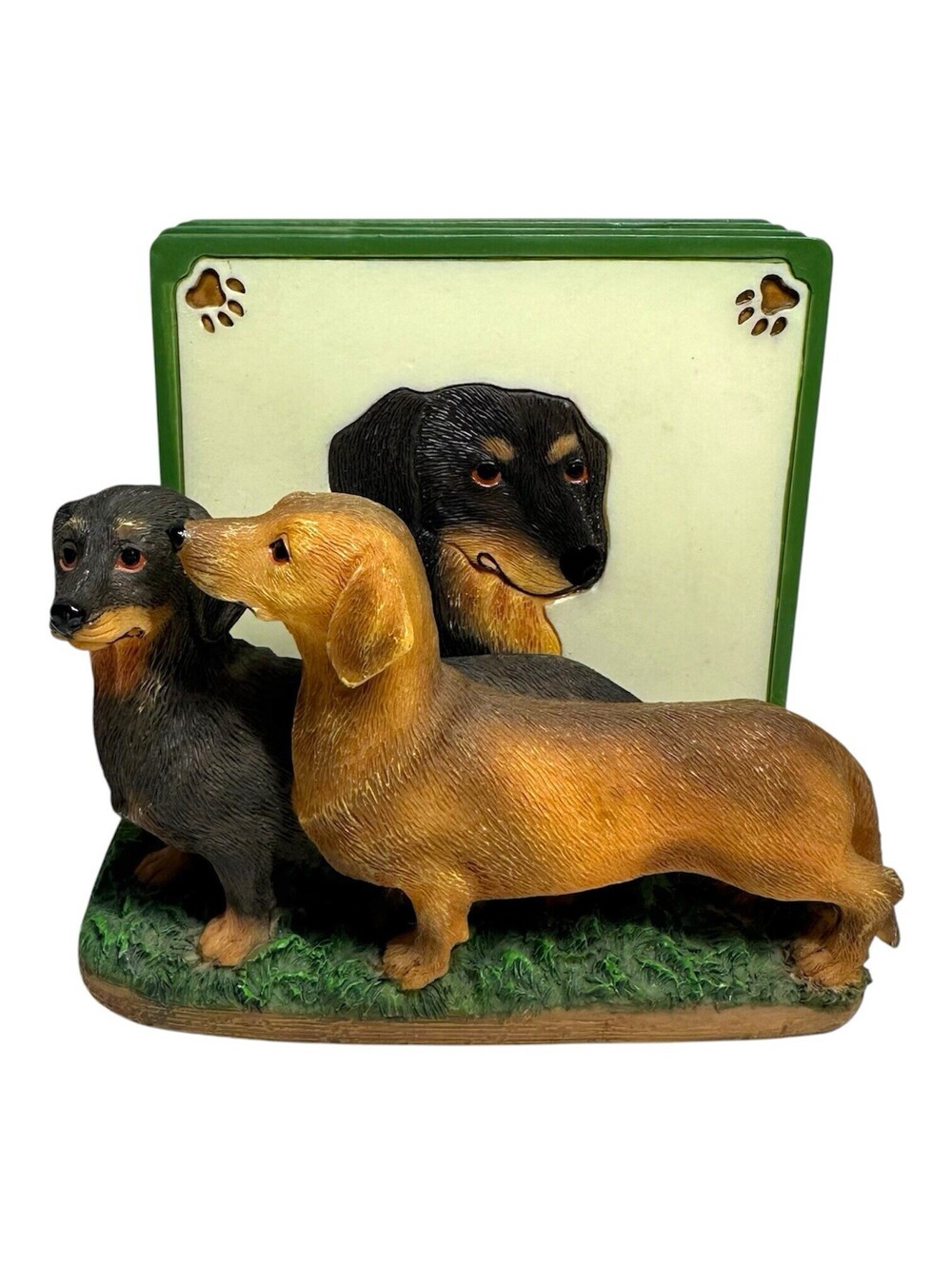 Vintage Dachshunds Coasters Set Of 4 w/ Matching Holder Cottagecore Whimsical